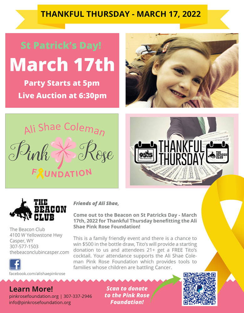 Thankful Thursday Ali Shae Pink Rose Foundation Fundraiser